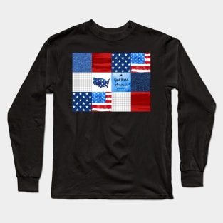 God Bless America Patchwork Long Sleeve T-Shirt